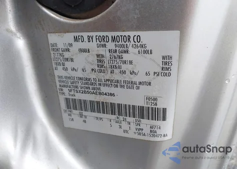 2010 Ford F-250 Lariat/Xl/Xlt из США, поврежденный, VIN 1FTSX2B50AEB04386